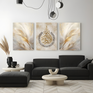 Ensemble de 3 tableaux - Triptyque "Sérénité Spirituelle"