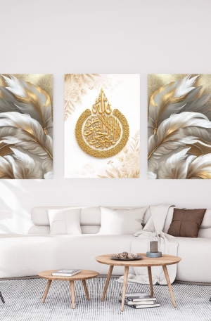Ensemble de 3 tableaux triptyques islamiques modernes