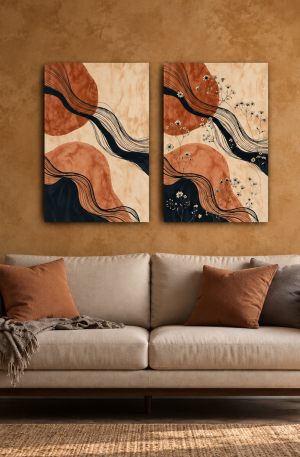 Ensemble de 2 tableaux décoratifs Art abstrait contemporain