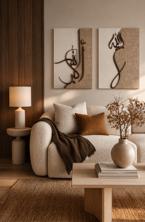 Tableau Décoratif Islamique 3D – Allah & Muhammad ﷺ | Décoration Murale Élégante